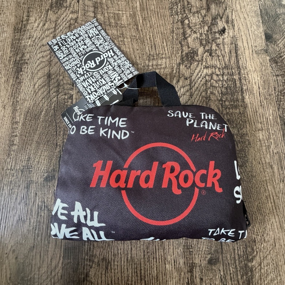 Hard Rock Cafe Foldable Backpack Packable Travel Bag Love All Serve All NWT